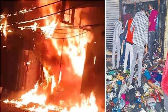 CG: कपड़े की दुकान में लगी भीषण आग, लाखों का सामान जलकर खाक