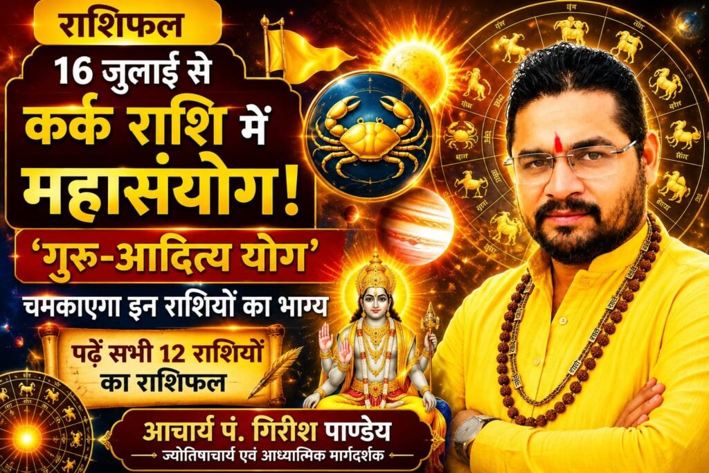 16 जुलाई से कर्क राशि में महासंयोग: ‘गुरु-आदित्य योग’ चमकाएगा इन राशियों का भाग्य, पढ़ें सभी 12 राशियों का राशिफल