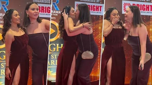 रेड कार्पेट पर मशहूर एक्ट्रेस को फीमेल फैन ने अचानक किया Kiss! VIDEO वायरल होते ही मचा हंगामा