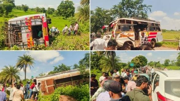 CG: बेहद दर्दनाक हादसा…यात्री बस पलटी, कंडक्टर की मौत, कई घायल